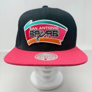 Mitchell & Ness‎ San Antonio Spurs Core Basic Black Pink Snapback Cap Hat
